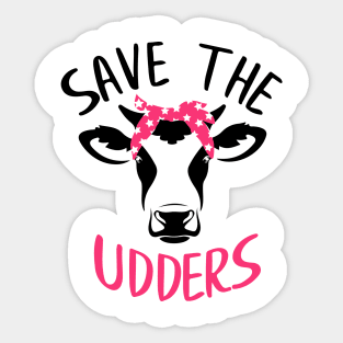 Save The Udders Cow Breast Cancer Awareness Sticker